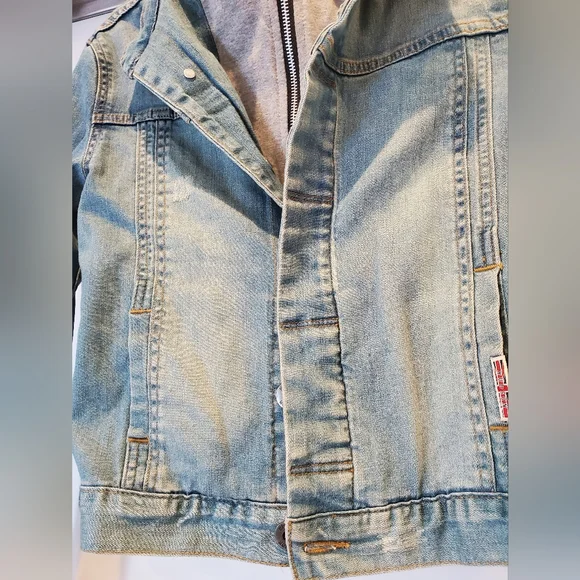 HUDSON| Boys denim jacket, with sweatshirt hood| size 10-12 - Picture 5 of 11